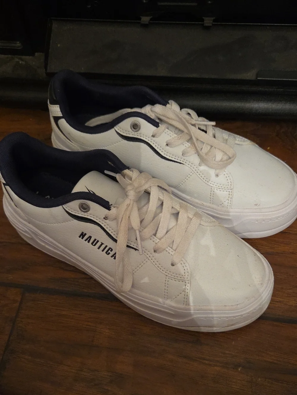 Nautica White and Navy Low-Top Sneakers